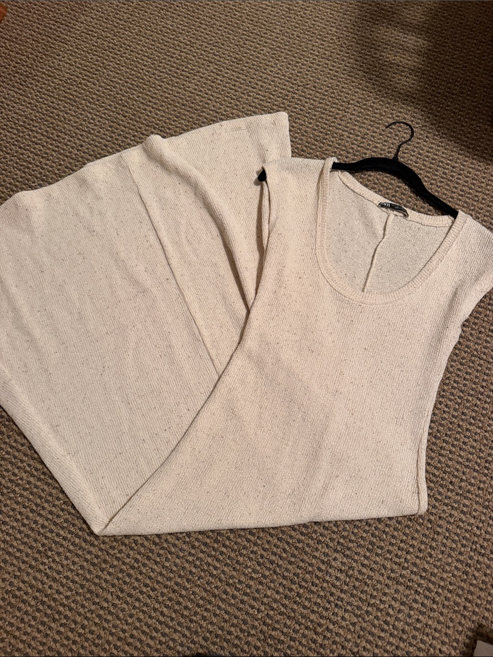 Sleeveless Knit Sweater Dress - Cream